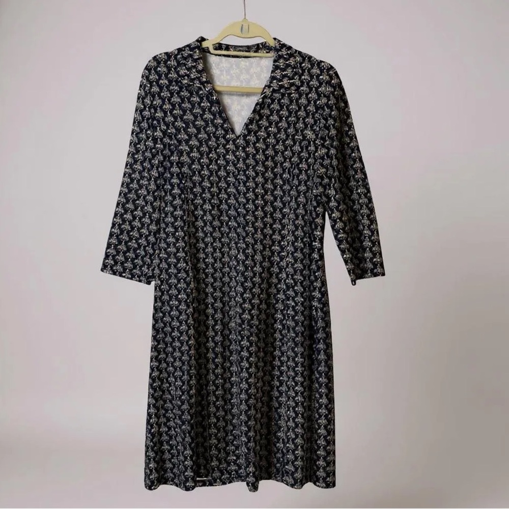J. McLaughlin 3/4 Sleeves Catalina Cloth Printed Sheath Dress Knee Length Size L